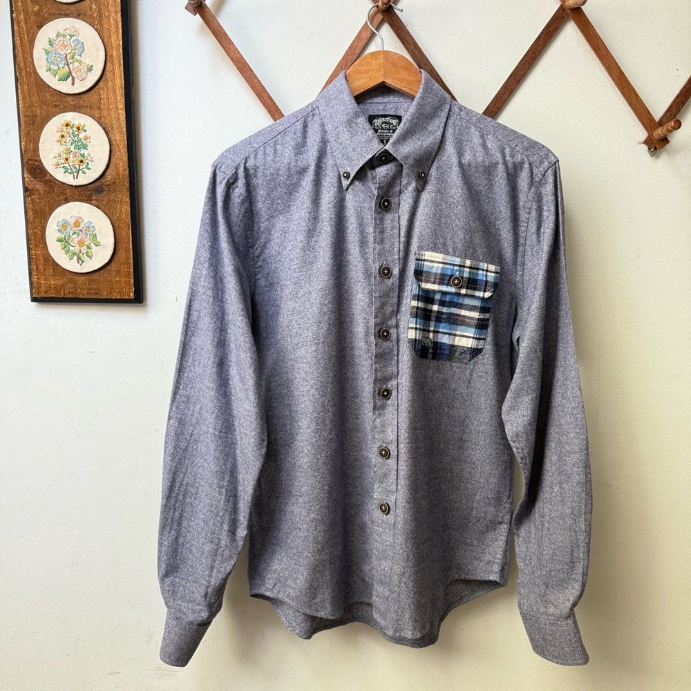Warthog Oxford Button-Down Shirt with Plaid Pocket